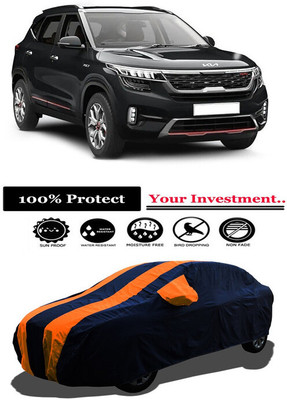 Amexride Car Cover For Kia Seltos GTX Plus AT D Diesel (With Mirror Pockets)(Orange)