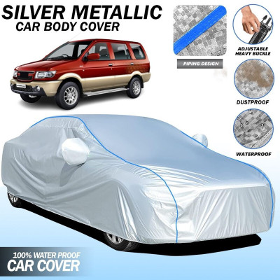 Delphinium Car Cover For Chevrolet Tavera, Tavera 2.5 L, Tavera 2.5 lt, Tavera 7 STR, Universal For Car (With Mirror Pockets)(Silver)
