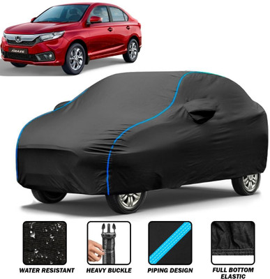brandroofz Car Cover For Honda Amaze, Amaze E Diesel, Amaze E Petrol, Amaze E i-DTEC, Amaze E i-VTEC (With Mirror Pockets)(Black, Blue)