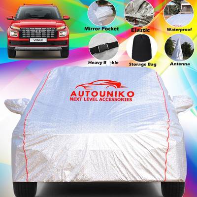 autouniko Car Cover For Hyundai Venue (With Mirror Pockets)(Silver)