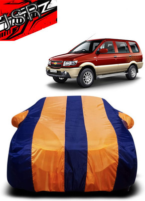 J S R Car Cover For Chevrolet Tavera 7 STR (With Mirror Pockets)(Orange, Blue)