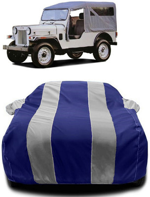 Autoprime Car Cover For Mahindra Commander 750 ST (With Mirror Pockets)(White, Blue)