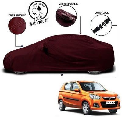 ANTHUB Car Cover For Maruti Suzuki Alto K10 (With Mirror Pockets)(Red)