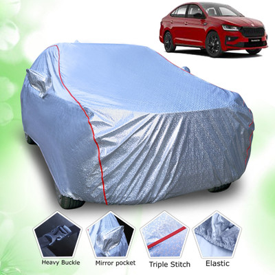 Telescope Car Cover For Skoda Slavia (With Mirror Pockets)(Silver, For 2022, 2023, 2024 Models)