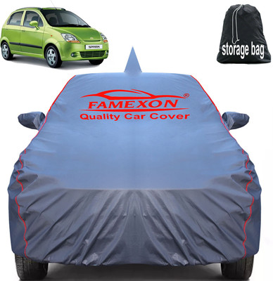 FAMEXON Car Cover For Chevrolet Spark (With Mirror Pockets)(Grey)