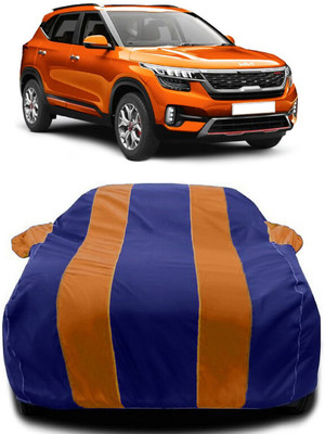 Autoprime Car Cover For Kia Seltos GTX Plus AT 1.4 (With Mirror Pockets)(Orange, Blue)