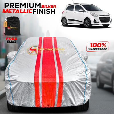AUTOMOZEXO Car Cover For Hyundai Grand i10 (With Mirror Pockets)(Silver)