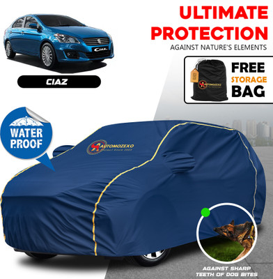 AUTOMOZEXO Car Cover For Maruti Ciaz (With Mirror Pockets)(Blue)