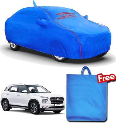 TEASN Car Cover For Hyundai Creta (With Mirror Pockets)(Blue, For 2021, 2022 Models)