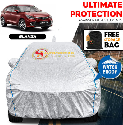 AUTOMOZEXO Car Cover For Toyota Glanza (With Mirror Pockets)(Silver)
