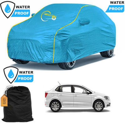 THE REAL ARV Car Cover For Volkswagen Ameo (With Mirror Pockets)(Blue)