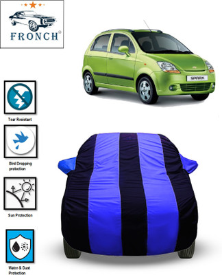 FRONCH Car Cover For Chevrolet Spark (With Mirror Pockets)(Blue)