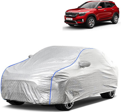 WSK Car Cover For Kia Sonet (With Mirror Pockets)(Silver, Blue)