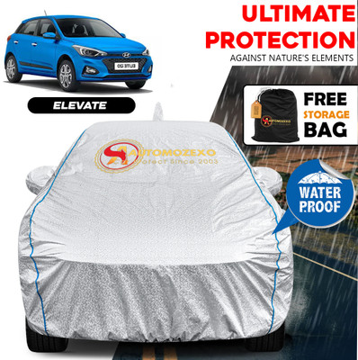AUTOMOZEXO Car Cover For Hyundai Elite i20 (With Mirror Pockets)(Silver)