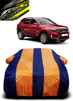 FRONCH Car Cover For Kia Seltos GTX AT 1.4 (With Mirror Pockets)(Orange, Blue)