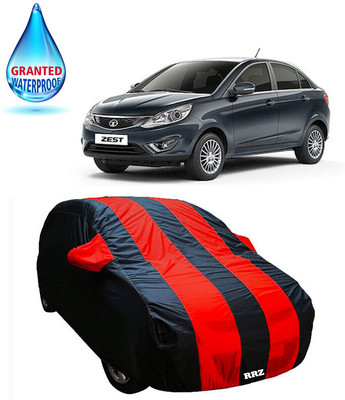 RRZ Car Cover For Tata Zest (With Mirror Pockets)(Black, Red, For 2020 Models)