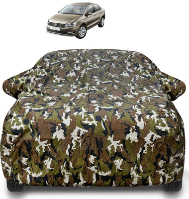 Auto Hub Car Cover For Volkswagen Vento (With Mirror Pockets)(Brown)