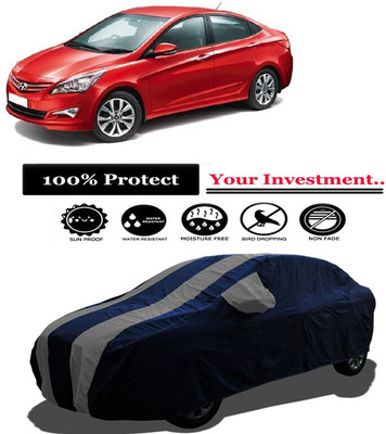 Amexride Car Cover For Hyundai Verna Fluidic INHR (With Mirror Pockets)(Grey)