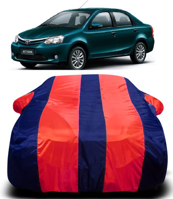 R Rayvin Star Car Cover For Toyota Etios (With Mirror Pockets)(Multicolor)