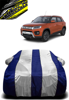 FRONCH Car Cover For Maruti Suzuki Vitara Brezza VDi Diesel (With Mirror Pockets)(White, Blue)