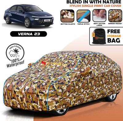 AUTOMOZEXO Car Cover For Hyundai Verna (With Mirror Pockets)(Multicolor)