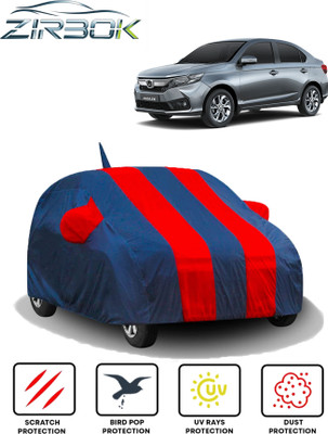 ZIRBOK Car Cover For Honda Amaze (With Mirror Pockets)(Red, Blue)