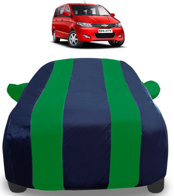 Auto Hub Car Cover For Chevrolet Enjoy (With Mirror Pockets)(Green)