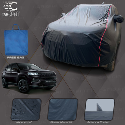 Carigiri Car Cover For Jeep Compass, Compass 1.4 Limited, Compass 2.0 Limited, Compass Facelift (With Mirror Pockets)(Black, Red)
