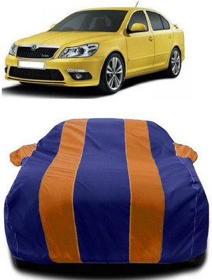 Autoprime Car Cover For Skoda Laura (With Mirror Pockets)(Orange, Blue)
