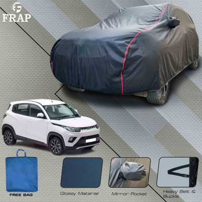Frap Car Cover For Mahindra KUV100, KUV100 NXT (With Mirror Pockets)(Grey, Red)
