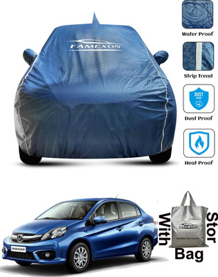 FAMEXON Car Cover For Honda Amaze (With Mirror Pockets)(Blue)