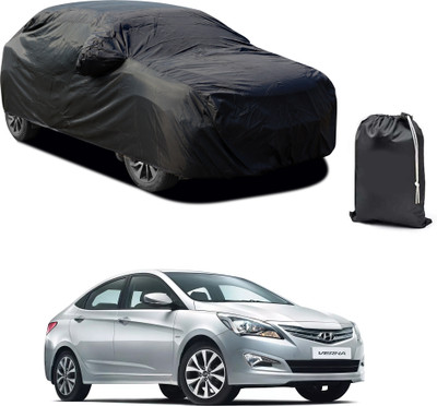 PAGORA Car Cover For Hyundai Fluidic Verna 4S (With Mirror Pockets)(Black)