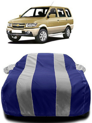 Autoprime Car Cover For Chevrolet Tavera 7 STR (With Mirror Pockets)(White, Blue)