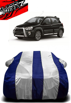 J S R Car Cover For Toyota Etios Cross 1.4L GD (With Mirror Pockets)(White, Blue)