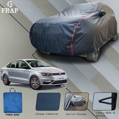 Frap Car Cover For Volkswagen Vento (With Mirror Pockets)(Grey, Red)