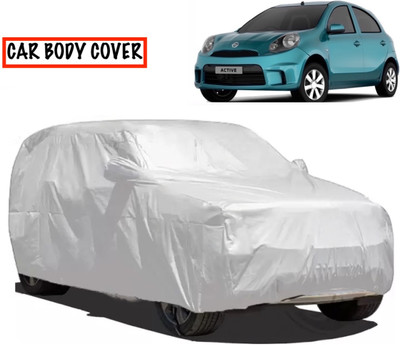 AXLOZ Car Cover For Nissan Micra Active (With Mirror Pockets)(Silver)