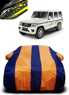FRONCH Car Cover For Mahindra Bolero (With Mirror Pockets)(Orange, Blue)