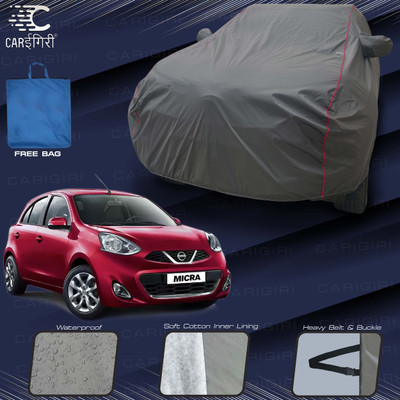 Carigiri Car Cover For Nissan Micra (With Mirror Pockets)(Grey, Red)