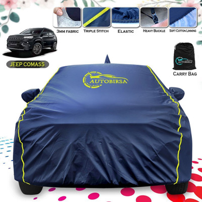 AUTOBIRSA Car Cover For Jeep Compass (With Mirror Pockets)(Blue)