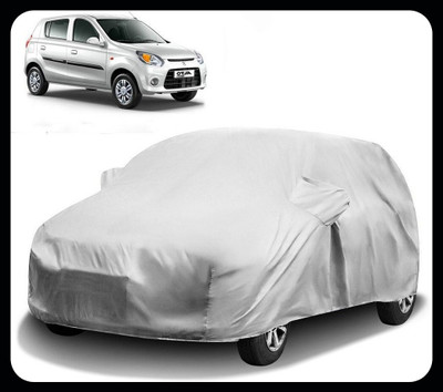 QLAX Car Cover For Maruti Alto 800 (With Mirror Pockets)(Silver)