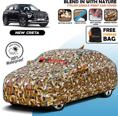 SPMOTIVE Car Cover For Hyundai Creta (With Mirror Pockets)(Multicolor)