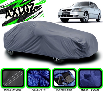 AXLOZ Car Cover For Hyundai Accent (With Mirror Pockets)(Grey)