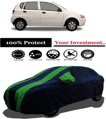 Amexride Car Cover For Chevrolet Aveo Uva 1.2 LS (With Mirror Pockets)(Green)