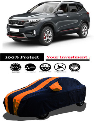 Amexride Car Cover For Kia Seltos HTX Plus D Diesel (With Mirror Pockets)(Orange)