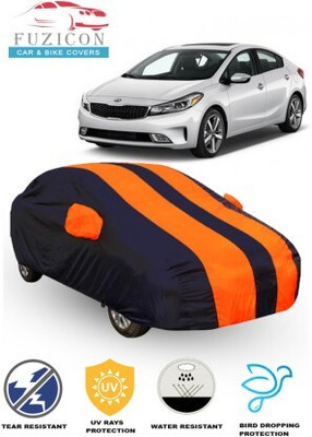 FUZICON Car Cover For Kia Cerato (With Mirror Pockets)(Orange, Blue)
