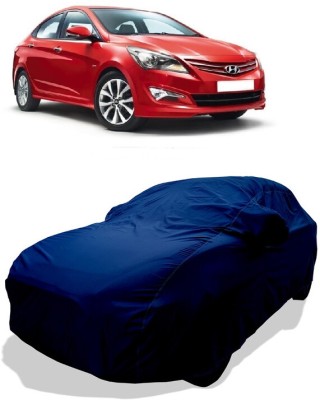 Coxtor Car Cover For Hyundai Verna Fluidic DTHR (With Mirror Pockets)(Blue)