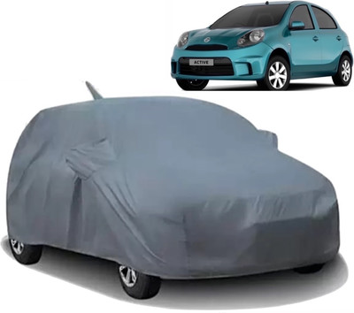 AXLOZ Car Cover For Nissan Micra Active (With Mirror Pockets)(Grey)