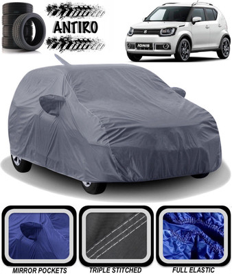 ANTIRO Car Cover For Maruti Suzuki Ignis (With Mirror Pockets)(Grey)