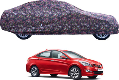 MOCKHE Car Cover For Hyundai Fluidic Verna (With Mirror Pockets)(Green)