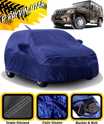 R Rayvin Star Car Cover For Mahindra Bolero (With Mirror Pockets)(Blue)